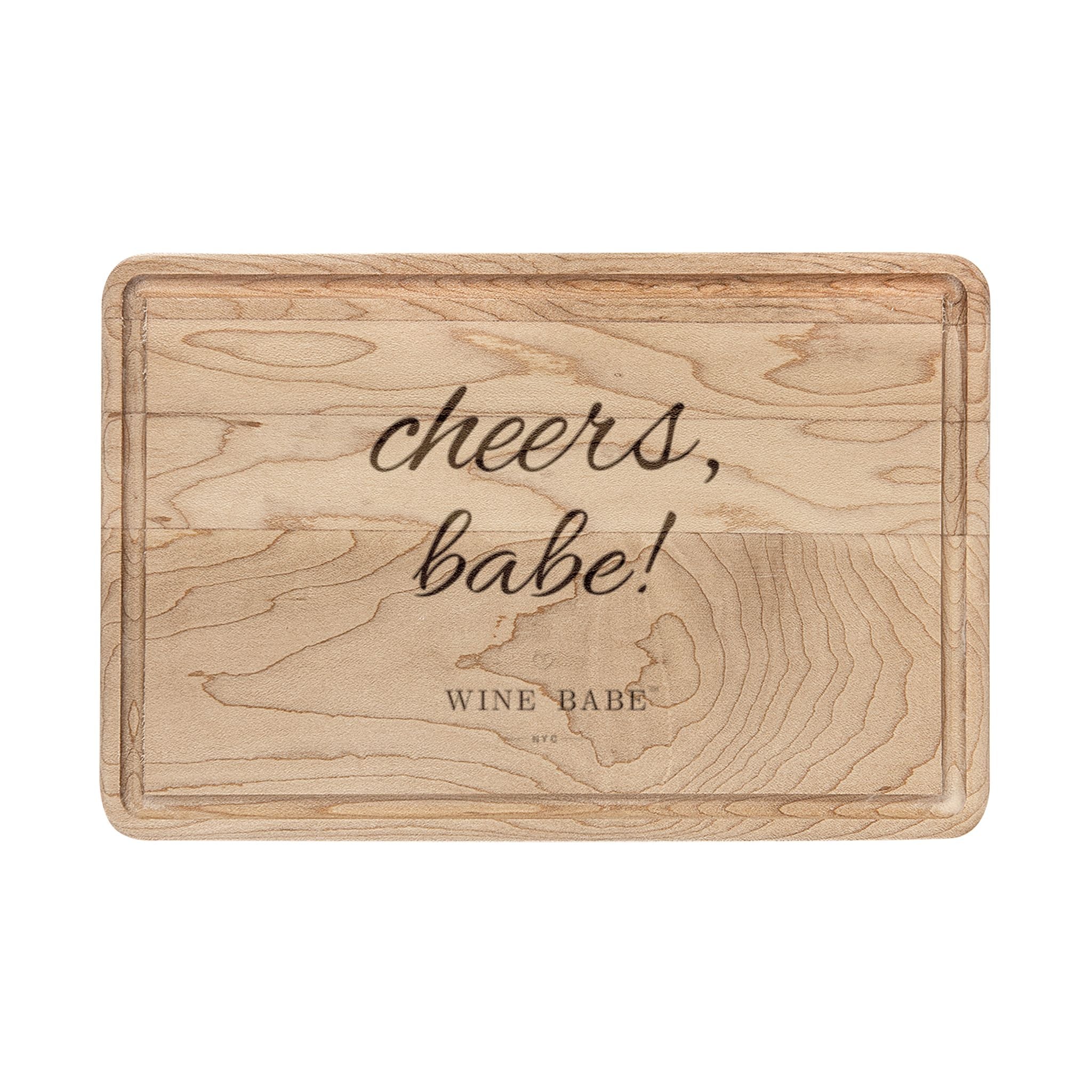 Cheers, Babe! Wooden Cutting Board