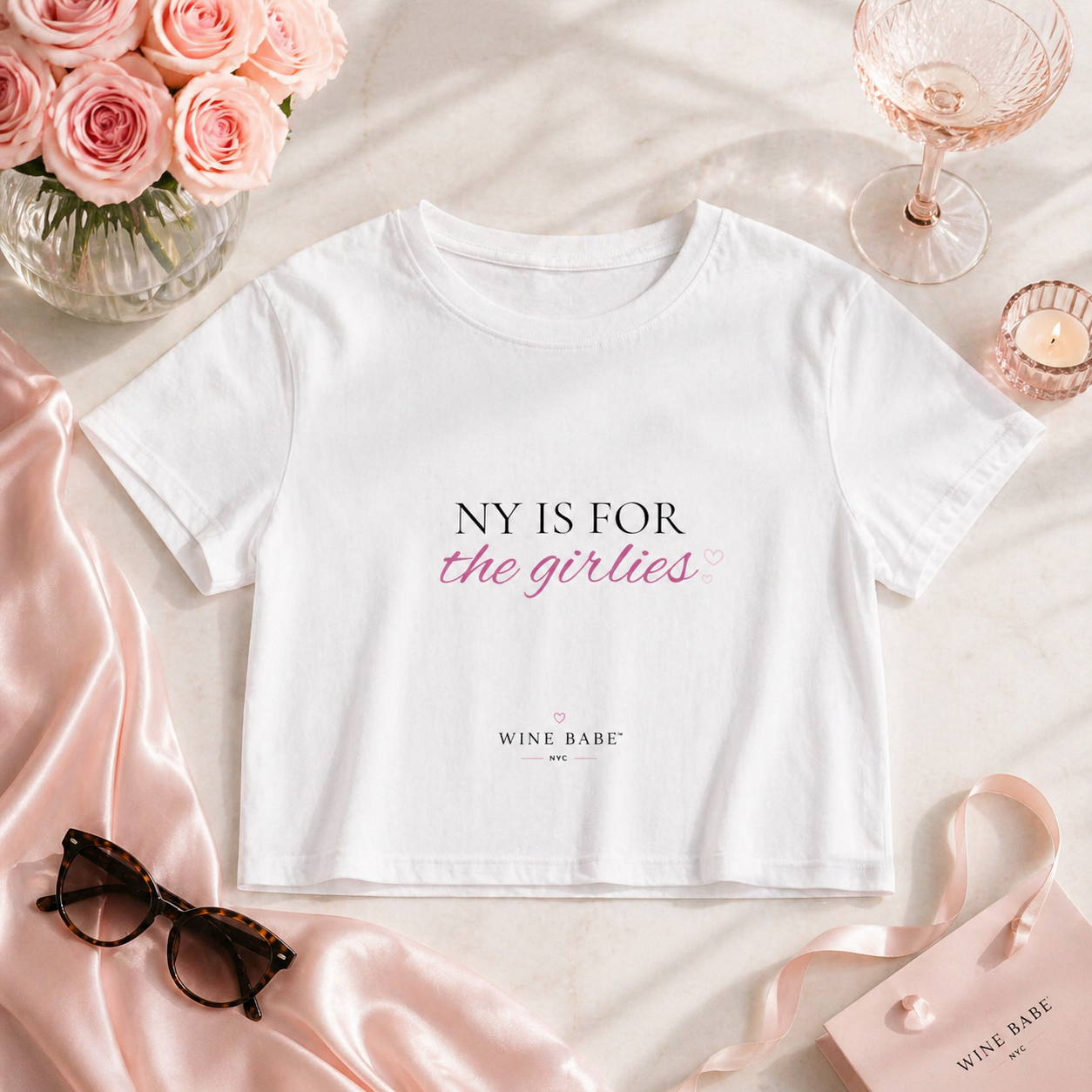NY Is For the Girlies Cropped Baby Tee