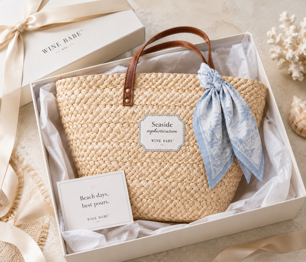 Seaside Sophistication, Woven Straw Tote Bag