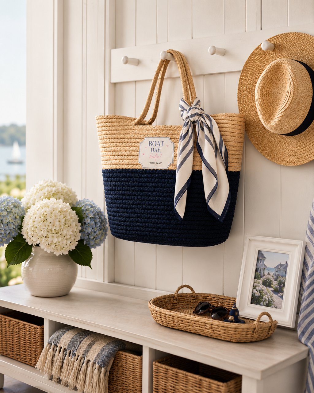 Boat Day, Babe! Handwoven Straw Bag