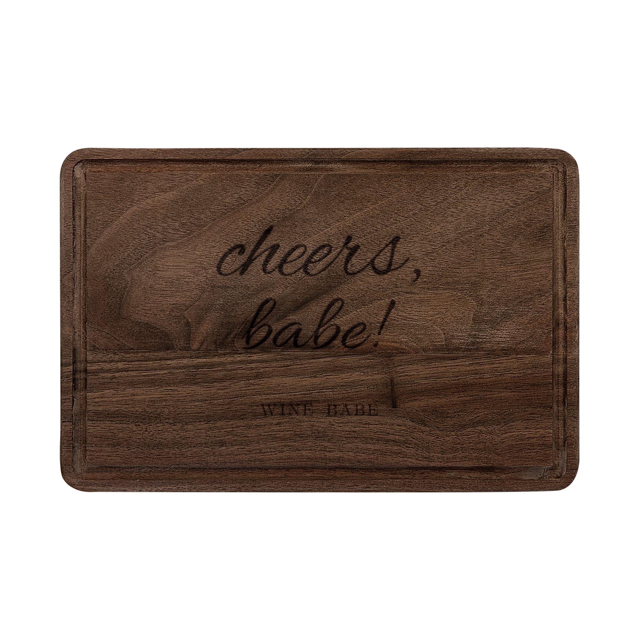 Cheers, Babe! Wooden Cutting Board